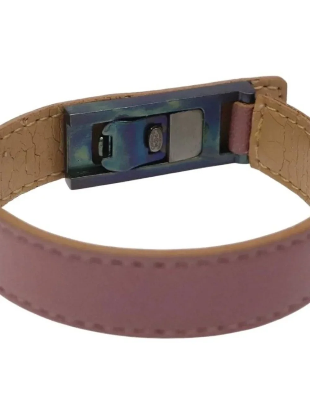 CHANEL Bracelet Leather Purple CC Auth bs23239